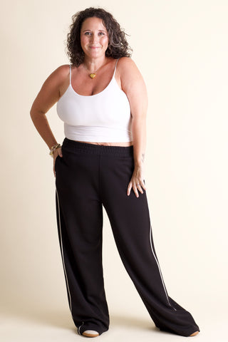 Top Pick Scuba Piping Straight Leg Pants - CURVY