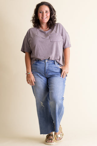 Destiny Mid Rise Wide Leg Jeans - CURVY