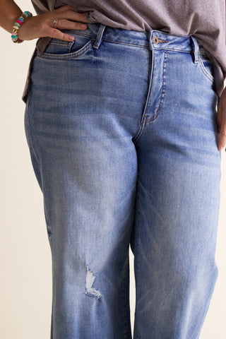 Destiny Mid Rise Wide Leg Jeans - CURVY