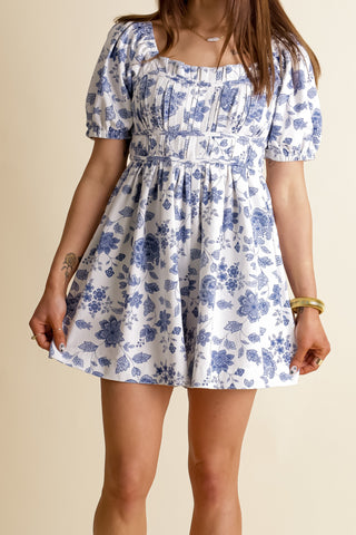 Blue Willow Floral Romper *Final Sale*