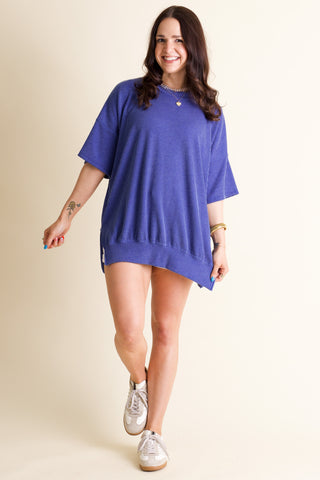 Jump For Joy Short Sleeve Urban Ribbed Top with Side Slit *Final Sale*