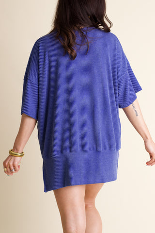 Jump For Joy Short Sleeve Urban Ribbed Top with Side Slit *Final Sale*