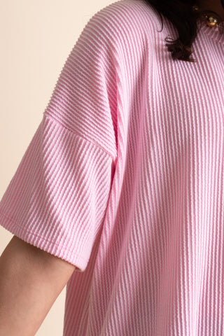 Jump For Joy Short Sleeve Urban Ribbed Top with Side Slit *Final Sale*