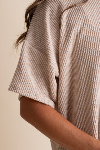 Jump For Joy Short Sleeve Urban Ribbed Top with Side Slit *Final Sale*