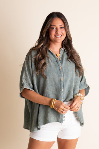 Sunrise Shores Button Down Top