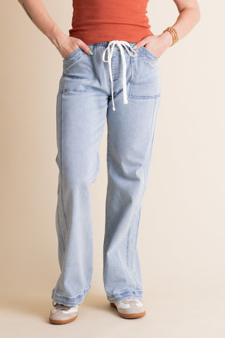 Ansley High Rise Straight Leg Pull On Jeans