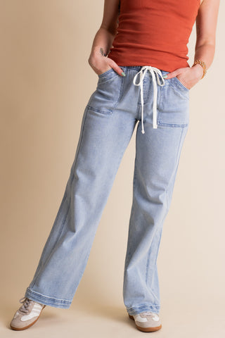Ansley High Rise Straight Leg Pull On Jeans
