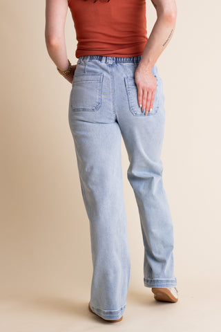 Ansley High Rise Straight Leg Pull On Jeans