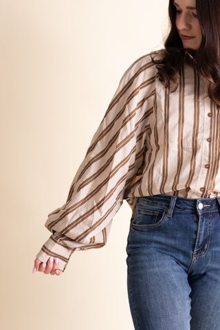 Wide Awake Button Down Top - Khaki