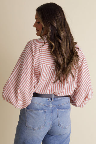 Make A Deal Button Down Top - Rust