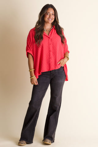 Boss Babe Button Up Swiss Dot Top