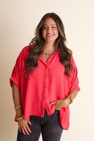 Boss Babe Button Up Swiss Dot Top