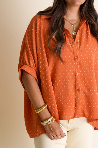 Boss Babe Button Up Swiss Dot Top