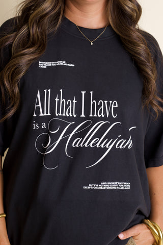 Hallelujah Mock Neck Tee - Black