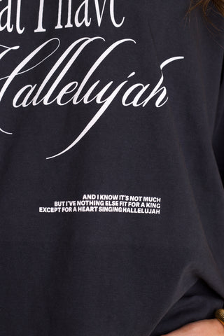 Hallelujah Mock Neck Tee - Black