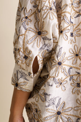 Textured Bloom Button Up Top