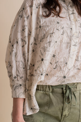 Textured Bloom Button Up Top