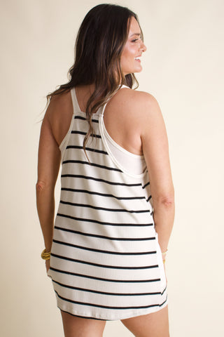 What It Takes Sleeveless Striped Romper Dress *Final Sale*
