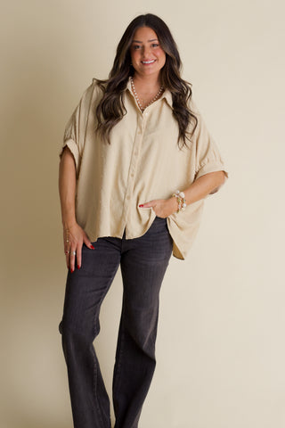 Boss Babe Button Up Swiss Dot Top