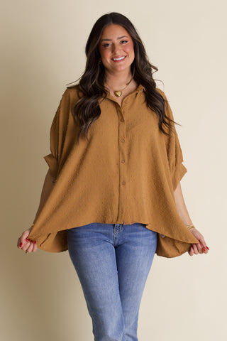 Boss Babe Button Up Swiss Dot Top