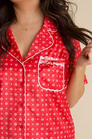 Satin Rose Pajama Set