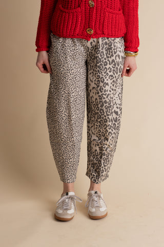 Believe In Me Barrel Leg Pants - Taupe Leopard