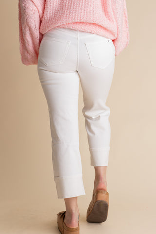 Micah High Rise Wide Crop Jeans - White