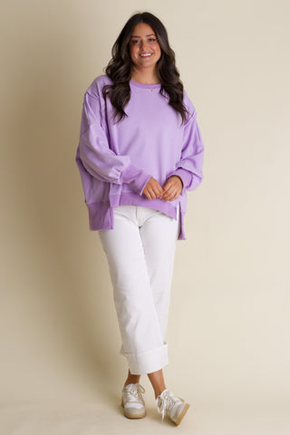From Now On Hi-Low Sweatshirt - Lavender