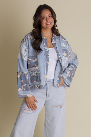 Hidden Agenda Button Down Jacket