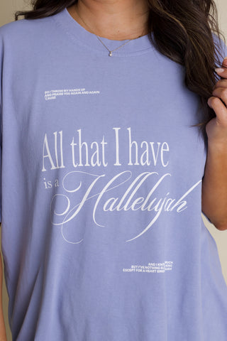 Hallelujah Mock Neck Tee - Light Blue