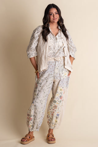 Textured Bloom Floral Joggers
