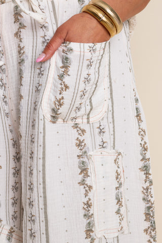 Meadowlace Gauze Joggers - Ivory Floral