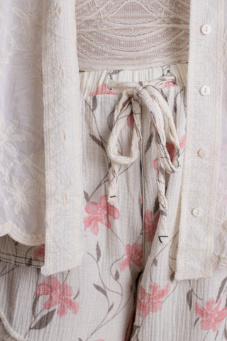 Meadowlace Gauze Joggers - Pink Floral