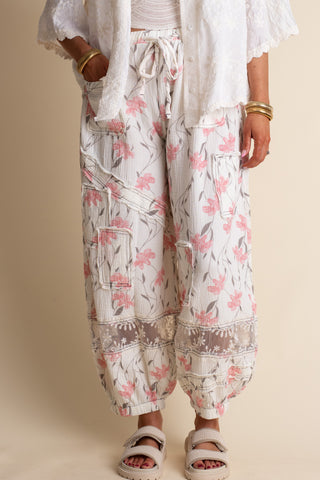 Meadowlace Gauze Joggers - Pink Floral