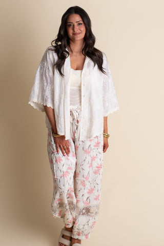 Meadowlace Gauze Joggers - Pink Floral