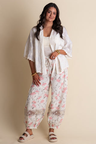 Meadowlace Gauze Joggers - Pink Floral