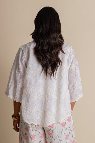 See Ya Later Button Down Top - Off White