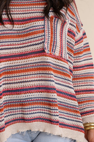 Between The Lines Knit Sweater - Navy