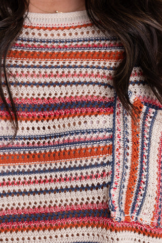 Between The Lines Knit Sweater - Navy