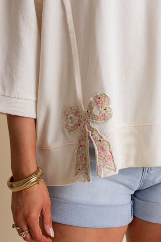 Annie Bow Pattern Bottom Top - Ivory