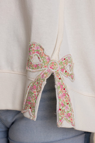 Annie Bow Pattern Bottom Top - Ivory