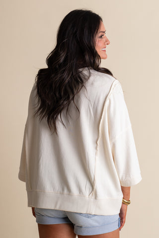 Annie Bow Pattern Bottom Top - Ivory