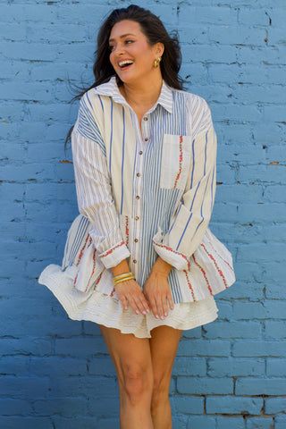 Maybe This Time Button Down Top - Denim