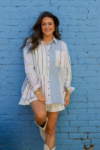 Maybe This Time Button Down Top - Denim