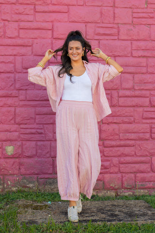 Prepare Yourself Button Down Top - Pink