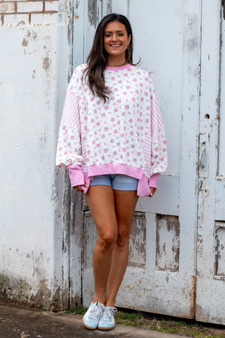 In Motion Floral Oversized Top - Pink
