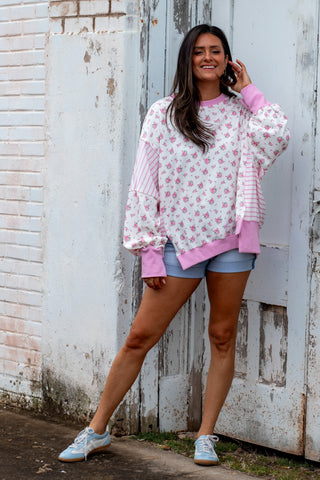 In Motion Floral Oversized Top - Pink