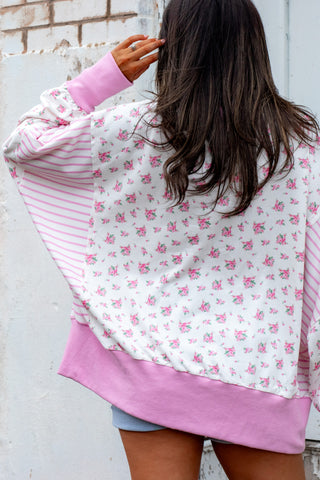 In Motion Floral Oversized Top - Pink