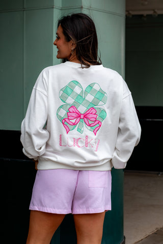 Lucky Clover Embroidered Sweatshirt - Off White
