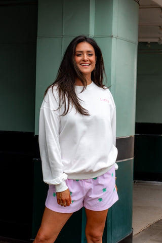 Lucky Clover Embroidered Sweatshirt - Off White